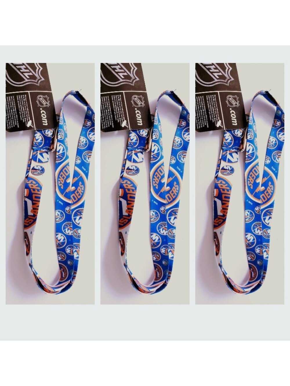 LOT of 3 New York Islanders Lanyard Keychain Double Sided With Clip NHL New